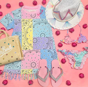 PASTEL PATCH BANDANA CRIS TWO PIECE BIKINI - MC2 SAINT BARTH KIDS
