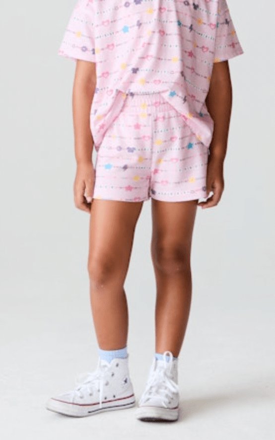 PEACE HAPPY SMILEY BEADED PRINT SHORTS (PREORDER) - CHASER KIDS