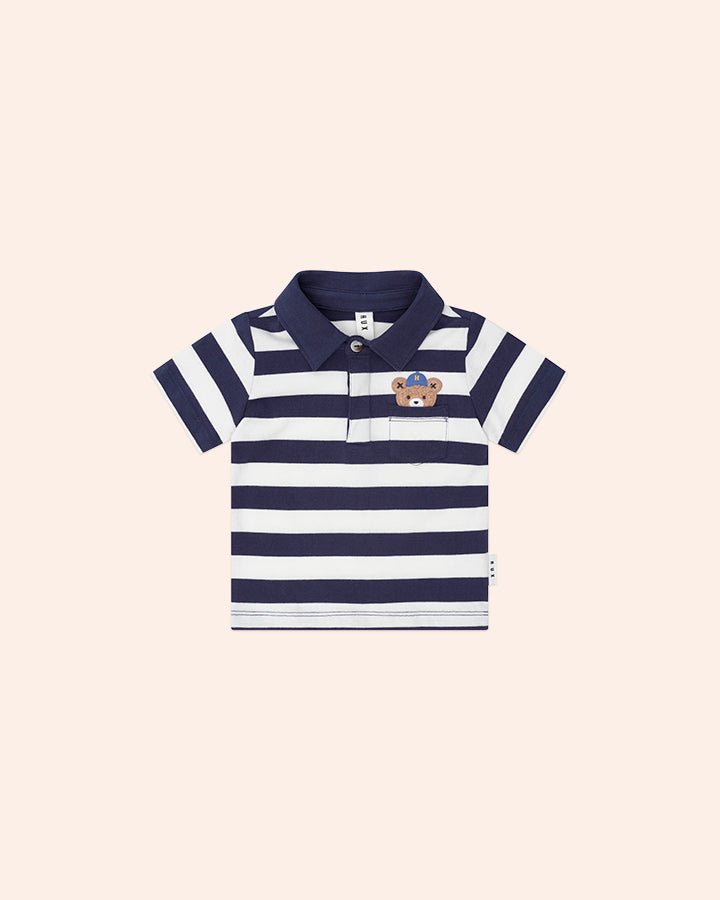 PEEKABOO STRIPE VARSITY HUX POLO TSHIRT (PREORDER) - HUXBABY