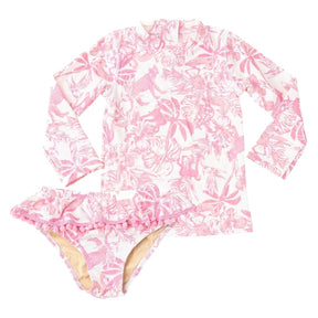 PINK PARADISE RASHGUARD AND BOTTOM TWO PIECE SWIM SET (PREORDER) - SHADE CRITTERS