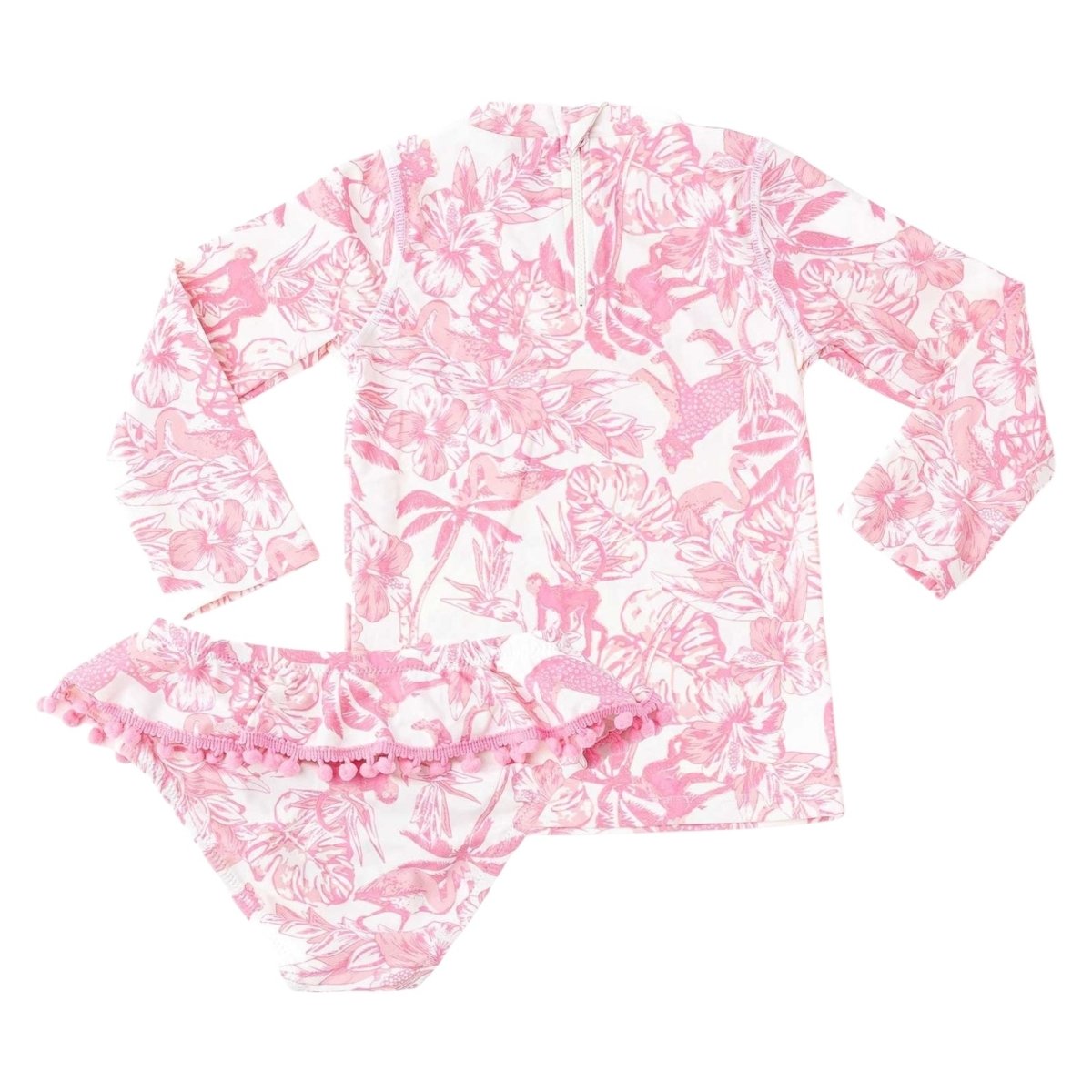 PINK PARADISE RASHGUARD AND BOTTOM TWO PIECE SWIM SET (PREORDER) - SHADE CRITTERS