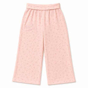 PINK PEONY FOLD OVER SCUBA STRAIGHT LEG SWEATPANTS - HAPPY CAMP3R