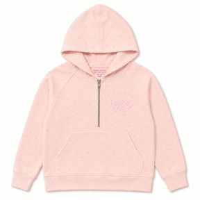 PINK PEONY SCUBA HALF ZIP HOODIE - HAPPY CAMP3R