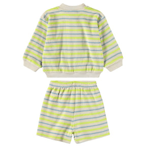PISTACIA STREAM STRIPE TERRY ZIP UP AND SAY SHORTS SET - MOLO - SET