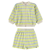PISTACIA STREAM STRIPE TERRY ZIP UP AND SAY SHORTS SET - MOLO - SET