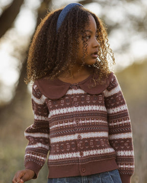 MULBERRY STRIPE FAIR ISLE CARDIGAN - RYLEE + CRU - CARDIGANS