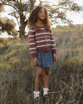MULBERRY STRIPE FAIR ISLE CARDIGAN - RYLEE + CRU - CARDIGANS
