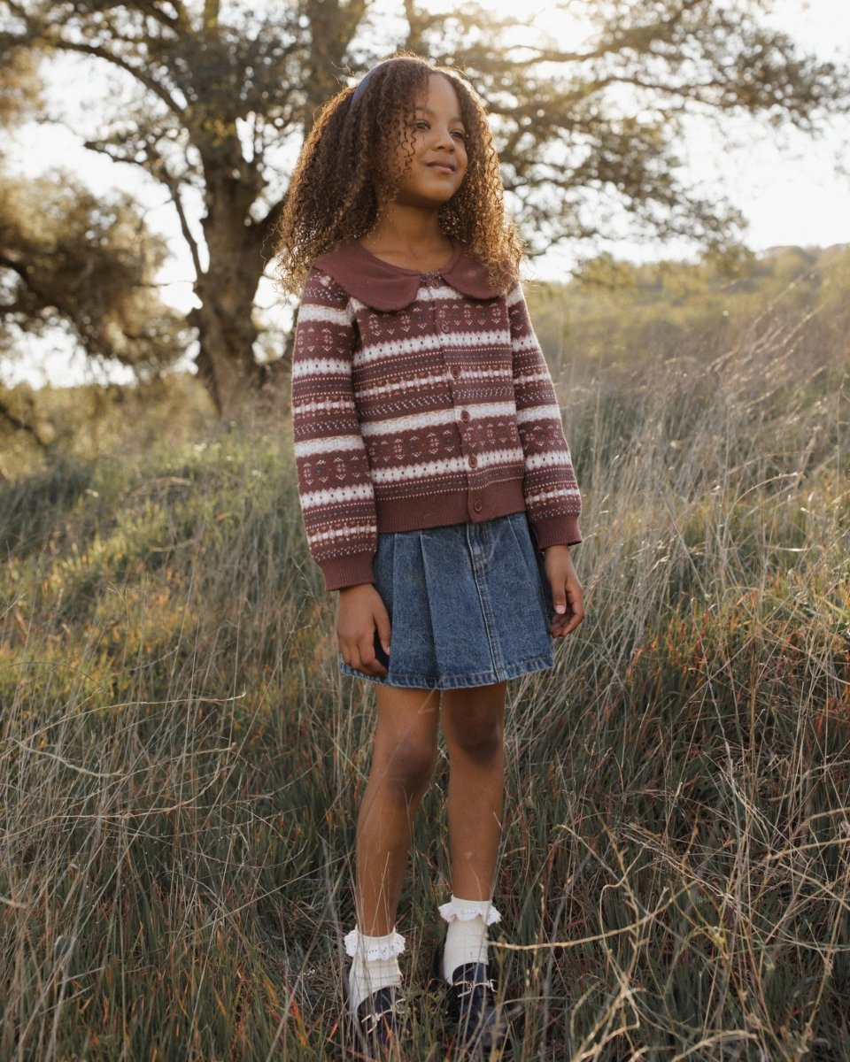 MULBERRY STRIPE FAIR ISLE CARDIGAN - RYLEE + CRU - CARDIGANS