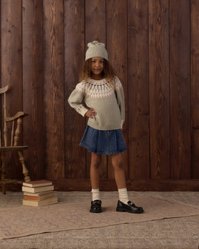 PLEATED DENIM SKIRT - RYLEE + CRU - SKIRTS