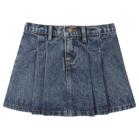 PLEATED DENIM SKIRT - RYLEE + CRU - SKIRTS