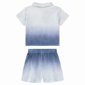 PLEIN AIR OMBRÉ TERRY EVAN POLO TOP AND SAY SHORTS SET (PREORDER) - MOLO