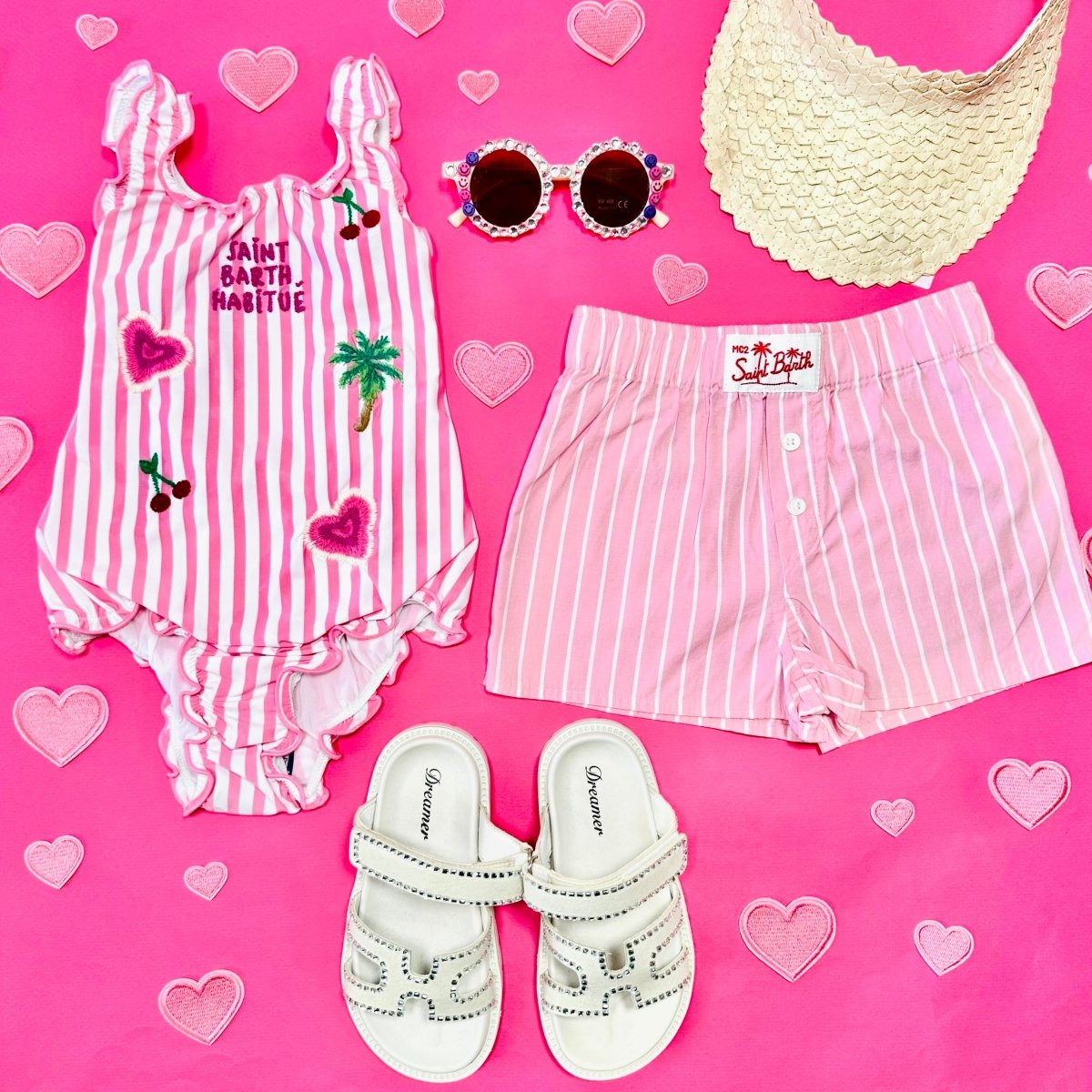 POPELINE STRIPES BOXY JR SHORTS - SHORTS