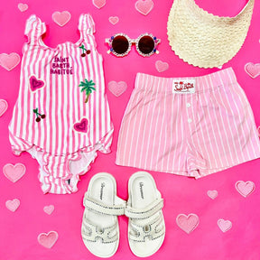 POPELINE STRIPES BOXY JR SHORTS - SHORTS