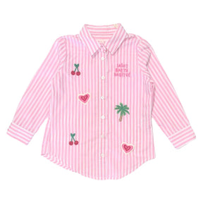 POPELINE STRIPES MINI BRIDGITTE BUTTON DOWN TOP - MC2 SAINT BARTH KIDS