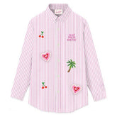 POPELINE STRIPES MINI BRIDGITTE BUTTON DOWN TOP (PREORDER) - MC2 SAINT BARTH KIDS