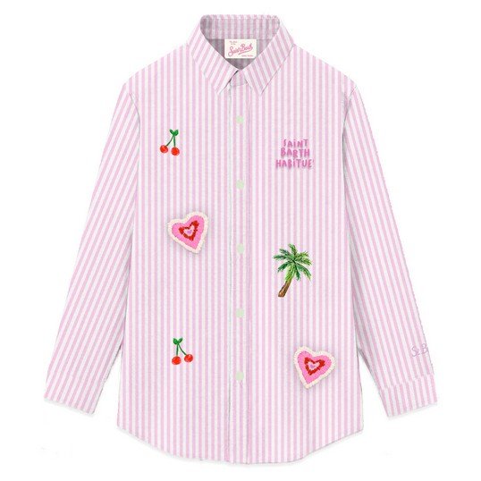 POPELINE STRIPES MINI BRIDGITTE BUTTON DOWN TOP (PREORDER) - MC2 SAINT BARTH KIDS