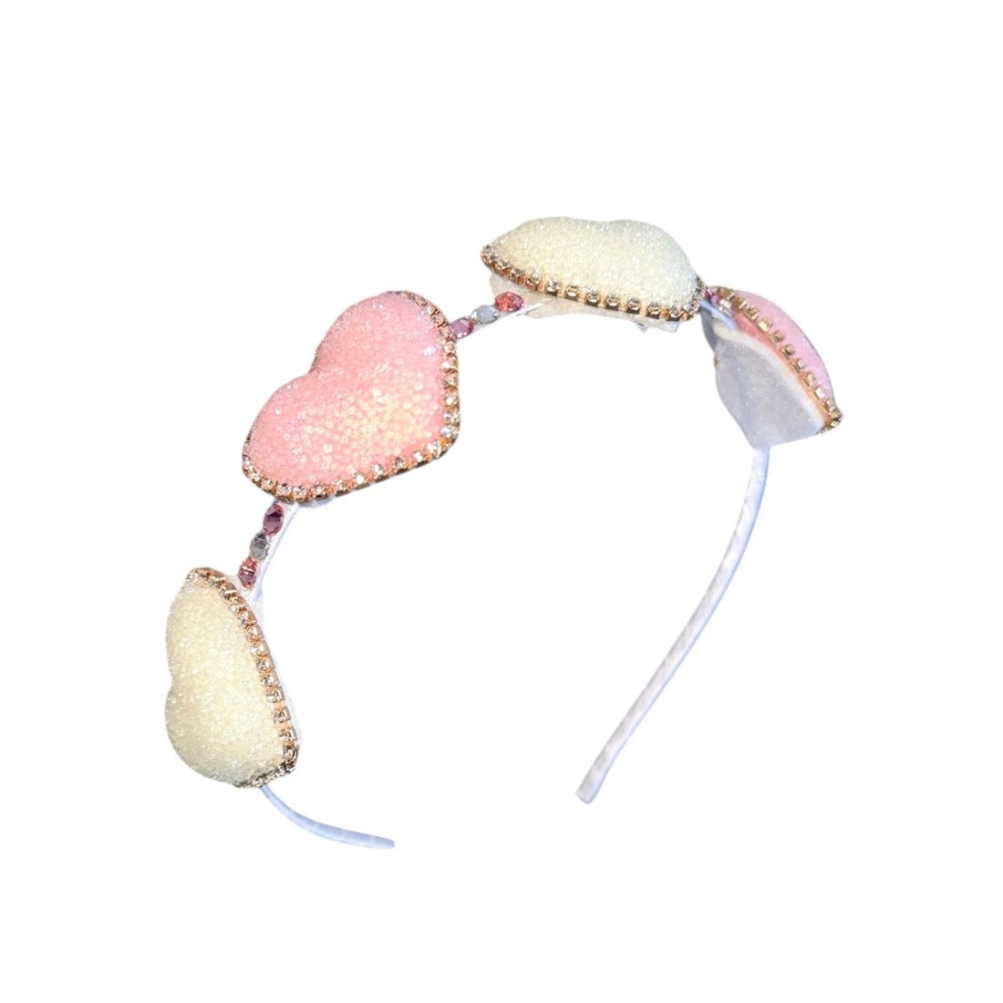 Bari Lynn Thin Satin Headband Jewel Hearts