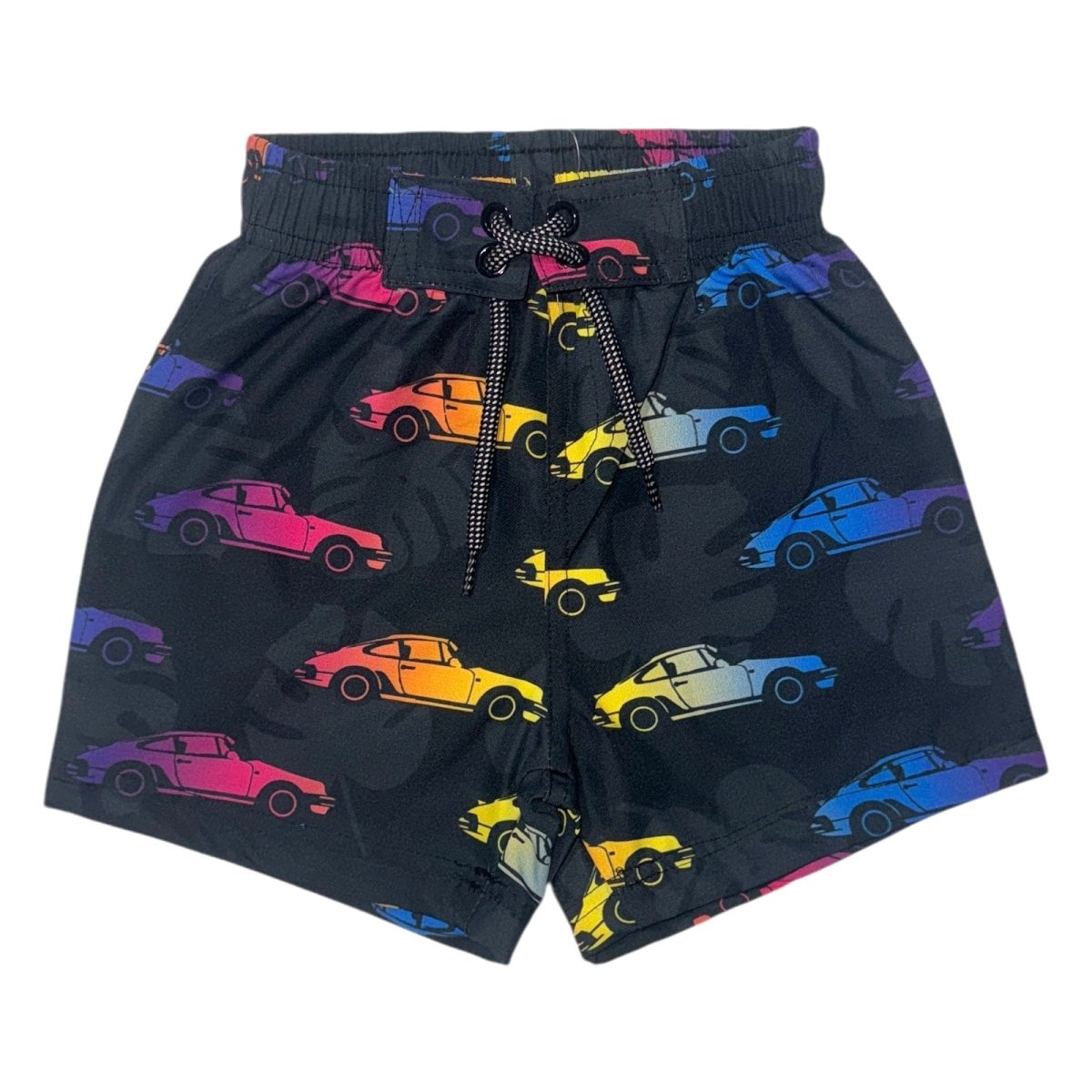 Skynpi Racing Trunks RACE CARS & PALM TREES SWIM TRUNKS