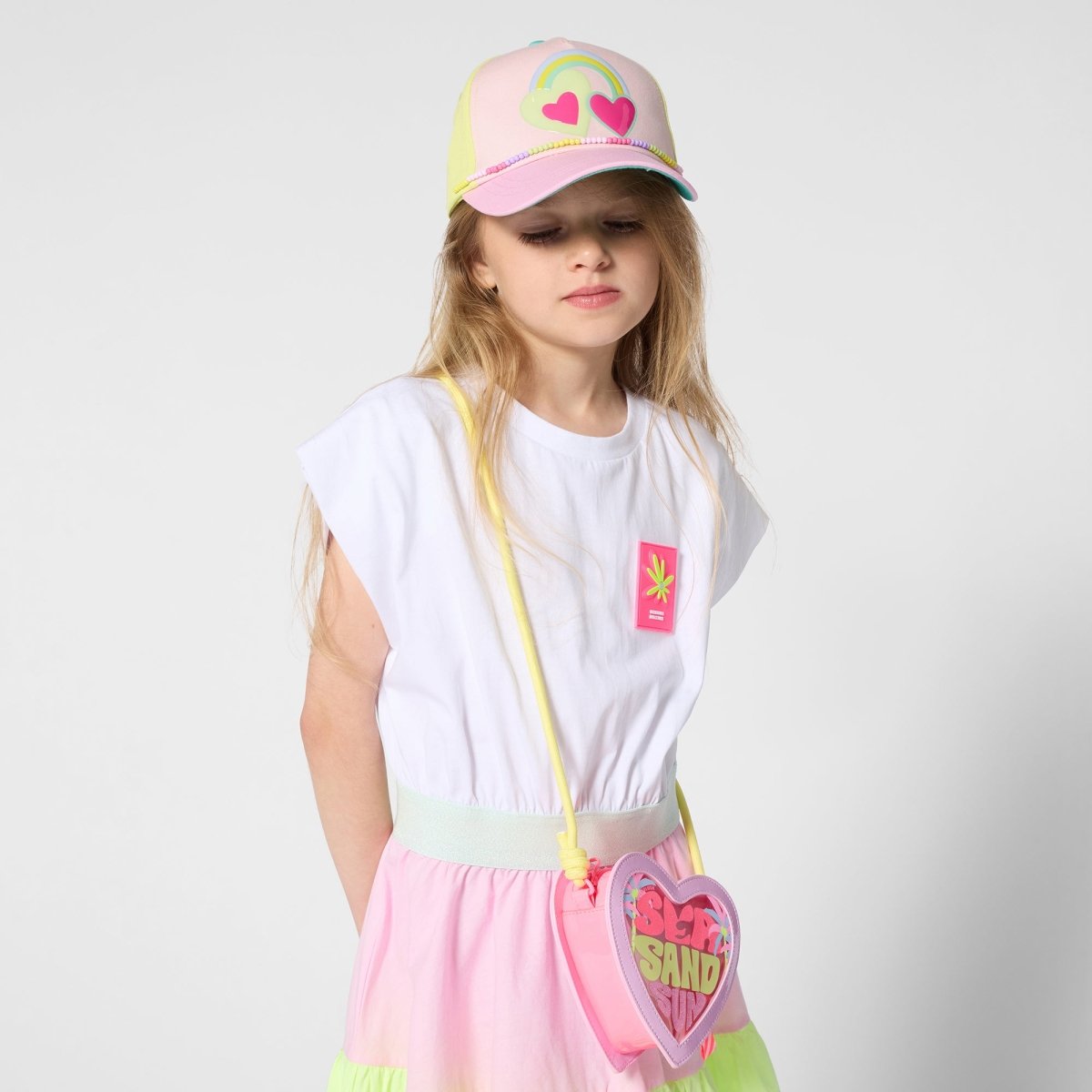 RAINBOW HEART COLORBLOCK BASEBALL HAT (PREORDER) - HATS