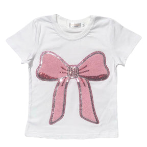 RHINESTONE BOW TSHIRT - SHORT SLEEVE TOPS