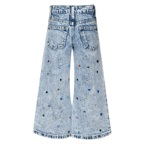 RHINESTONE DENIM PANTS - PANTS