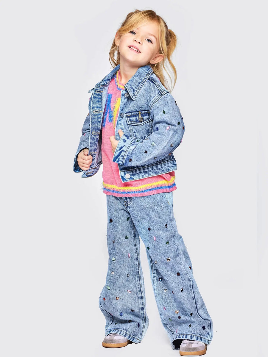 RHINESTONE DENIM PANTS - PANTS