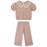 ROSEWOOD POINTELLE COLLARD TOP AND PANTS SET - RYLEE + CRU