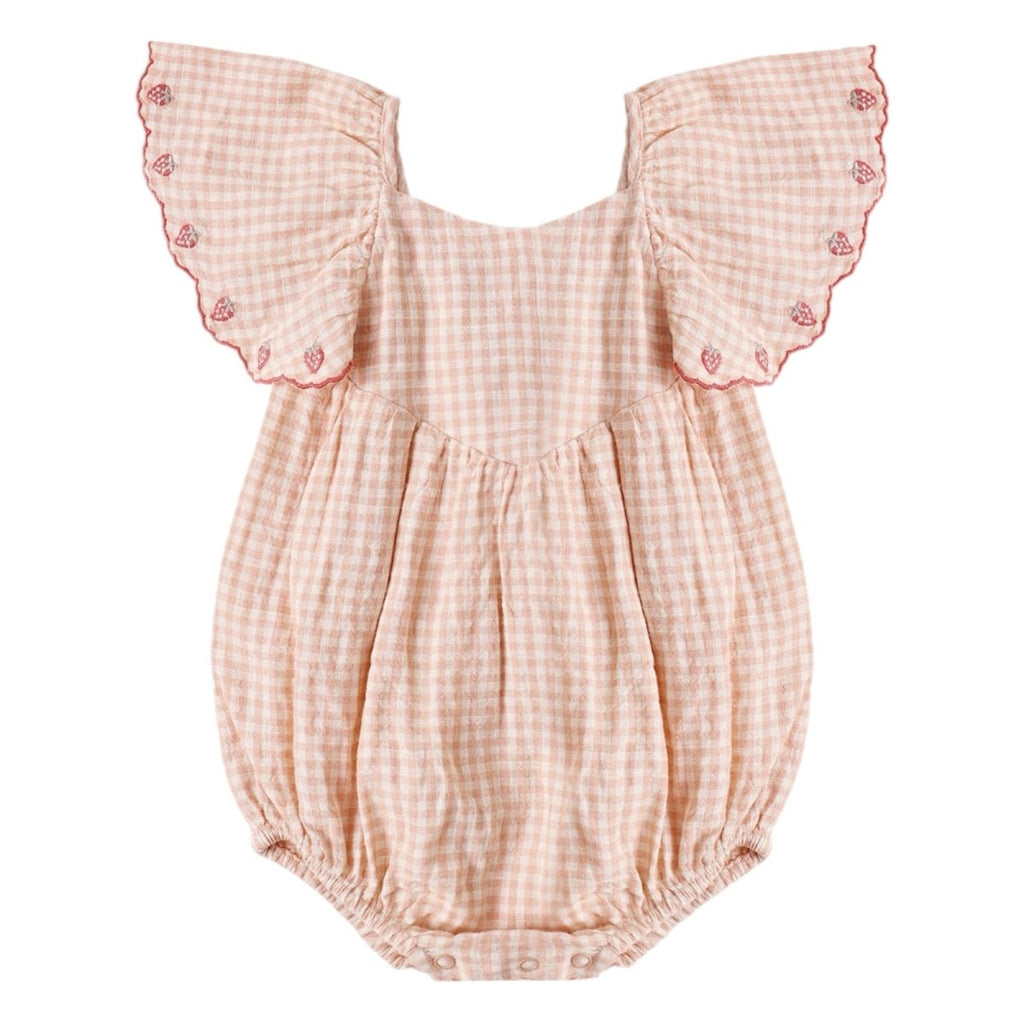 ROXY STRAWBERRY GINGHAM ROMPER by RYLEE + CRU | Kids Fashion