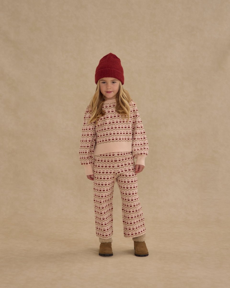 RUBY HEARTS JACQUARD KNIT SWEATER AND PANTS SET - RYLEE + CRU
