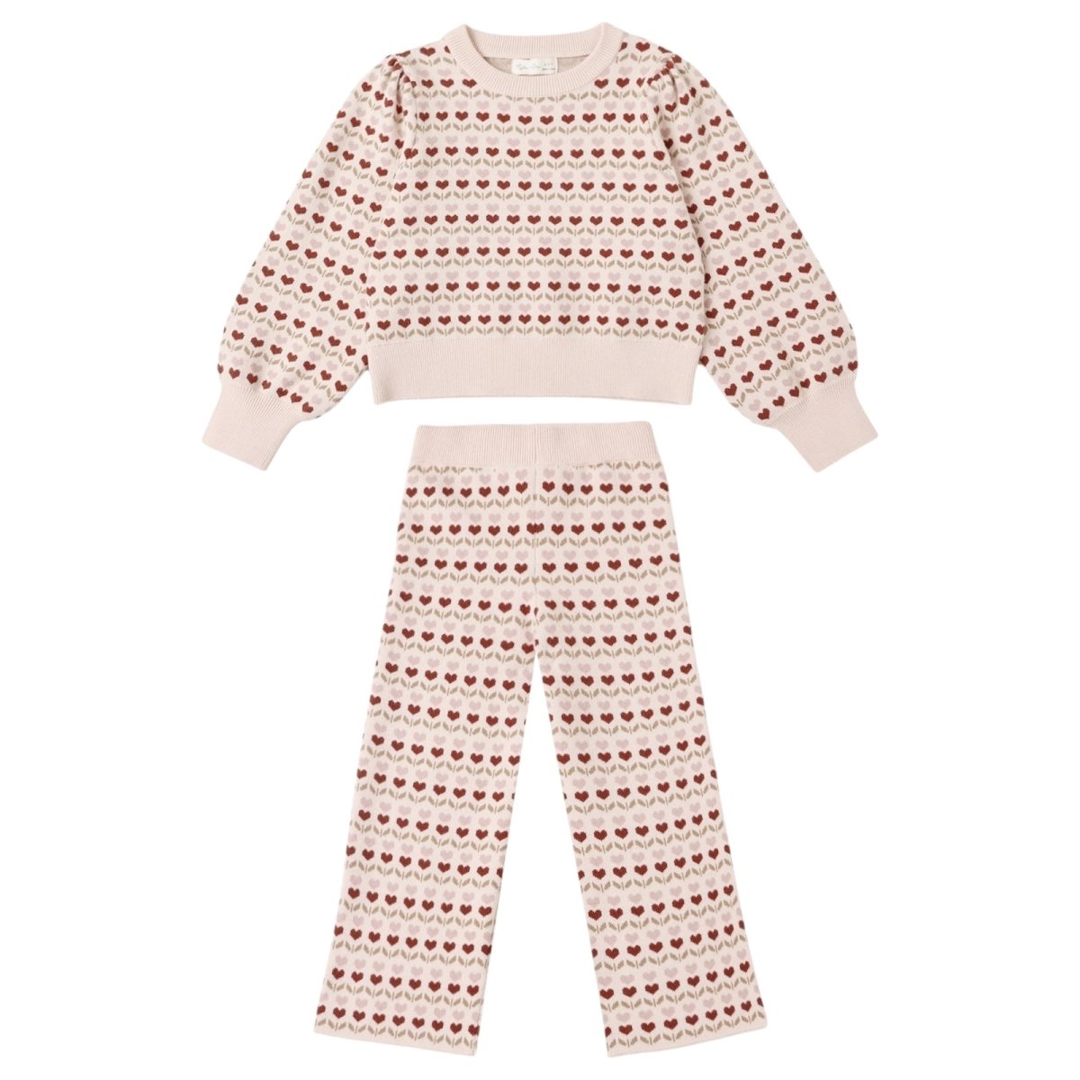RUBY HEARTS JACQUARD KNIT SWEATER AND PANTS SET - RYLEE + CRU