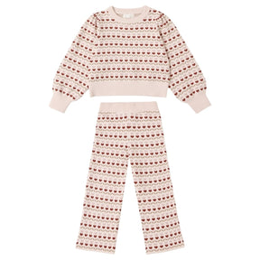 RUBY HEARTS JACQUARD KNIT SWEATER AND PANTS SET - RYLEE + CRU