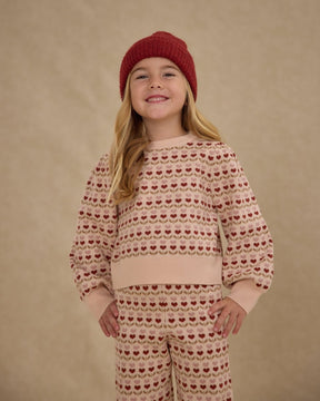 RUBY HEARTS JACQUARD KNIT SWEATER AND PANTS SET - RYLEE + CRU