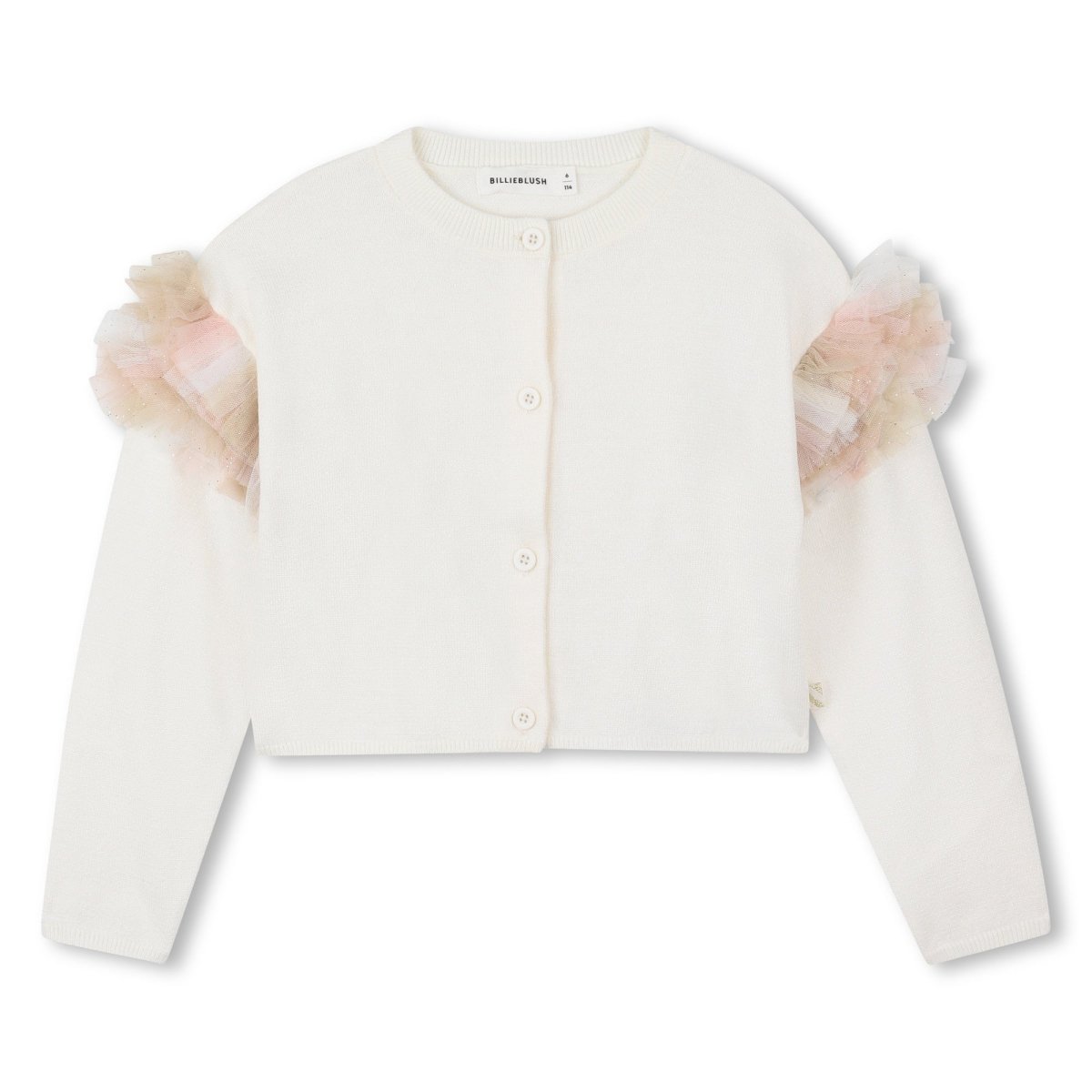 RUFFLE SHOULDER KNIT CARDIGAN (PREORDER) - BILLIEBLUSH