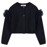 RUFFLE SHOULDER KNIT CARDIGAN (PREORDER) - CARDIGANS