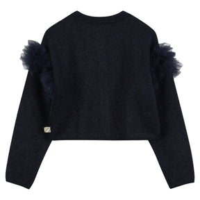RUFFLE SHOULDER KNIT CARDIGAN (PREORDER) - CARDIGANS
