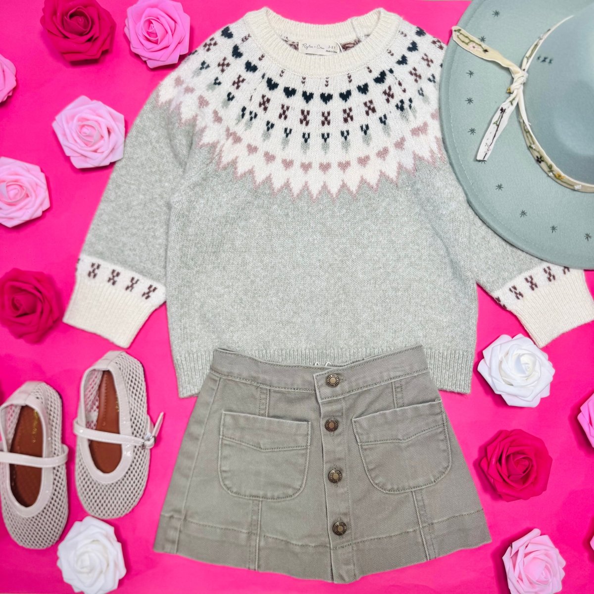 SAGE FAIR ISLE KNITTED SWEATER - RYLEE + CRU