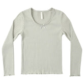 SAGE RIBBED LONG SLEEVE TSHIRT - RYLEE + CRU - LONG SLEEVE TOPS