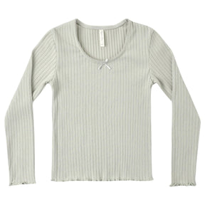 SAGE RIBBED LONG SLEEVE TSHIRT - RYLEE + CRU - LONG SLEEVE TOPS