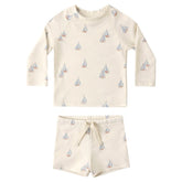 SAILBOATS RASHGUARD AND SWIM TRUNKS SET - RYLEE + CRU - SET