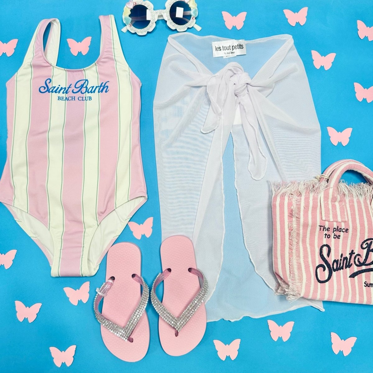 SAINT BARTH BEACH CLUB STRIPE CARA ONE PIECE SWIMSUIT - MC2 SAINT BARTH KIDS