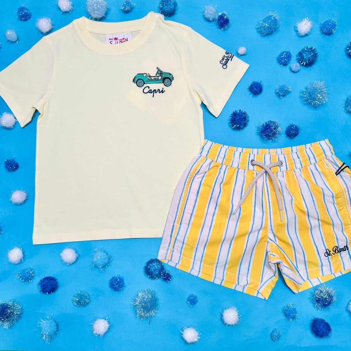 SAINT BARTH BEACH CLUB STRIPE SWIM TRUNKS - MC2 SAINT BARTH KIDS