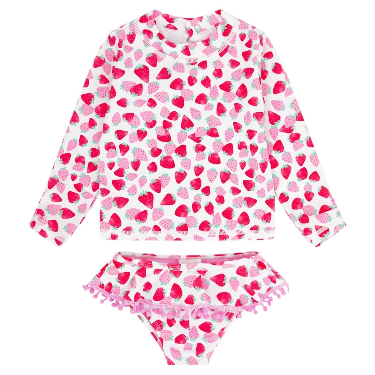 SANDY TOES STRAWBERRY RASHGUARD TWO PIECE SWIM SET - FEATHER 4 ARROW