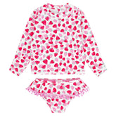 SANDY TOES STRAWBERRY RASHGUARD TWO PIECE SWIM SET - FEATHER 4 ARROW