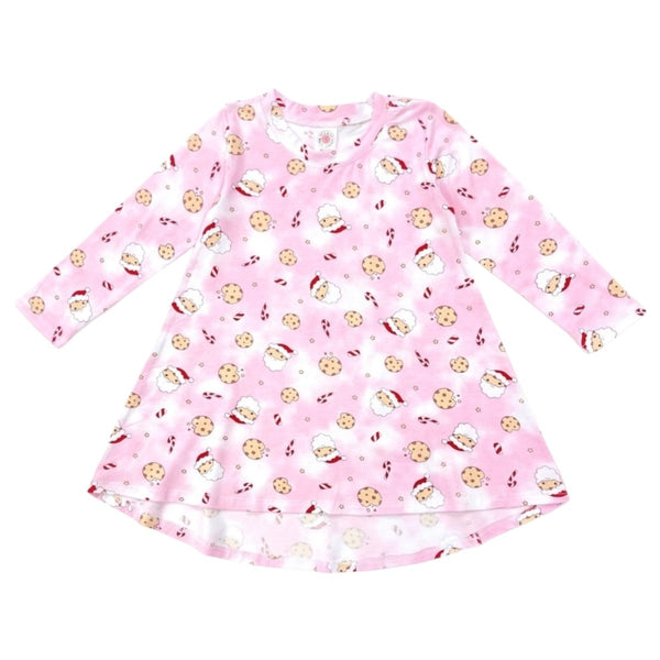 santa long sleeve dress COOKIES 2/3 / PINK Poppy Collection SS24 Color:Woodcrest Plaid A Line Blue Satin 6% Spandex