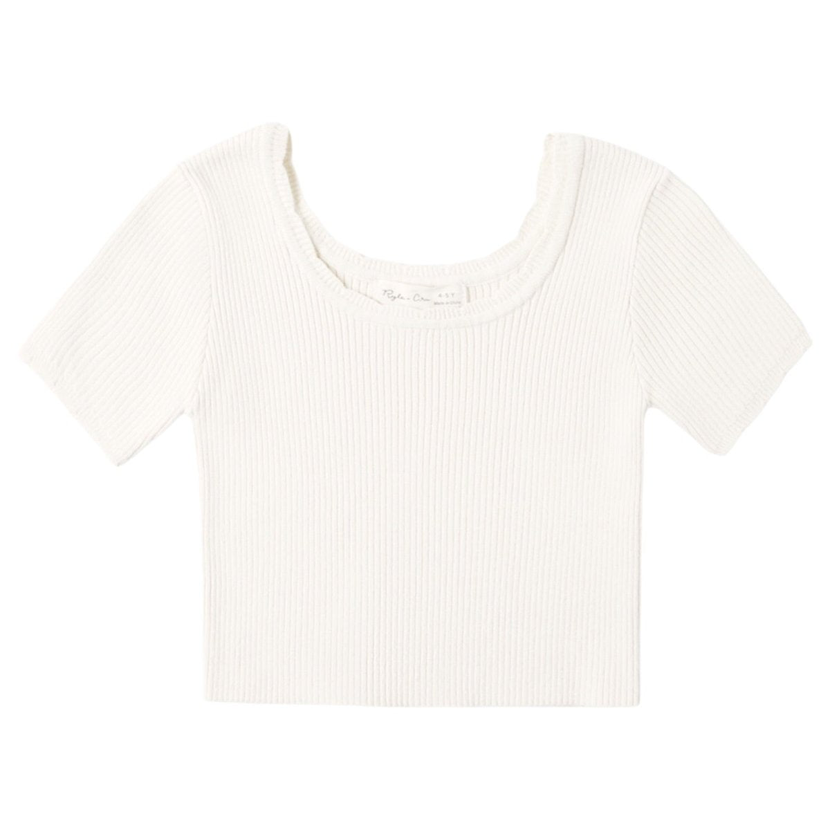 SCALLOP RIBBED TSHIRT - RYLEE + CRU - SHORT SLEEVE TOPS