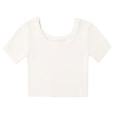 SCALLOP RIBBED TSHIRT - RYLEE + CRU - SHORT SLEEVE TOPS