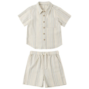 SEA STRIPE BUTTON DOWN TOP AND PERRY SHORTS SET - SET