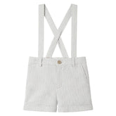 SEERSUCKER STRIPE SUSPENDER SHORTS - NORALEE