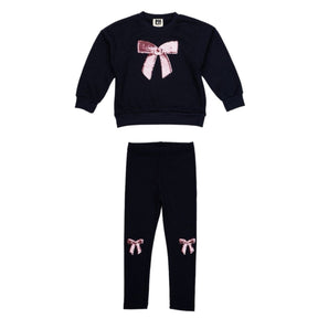 SEQUIN BOW SWEATSHIRT AND LEGGINGS SET - SET
