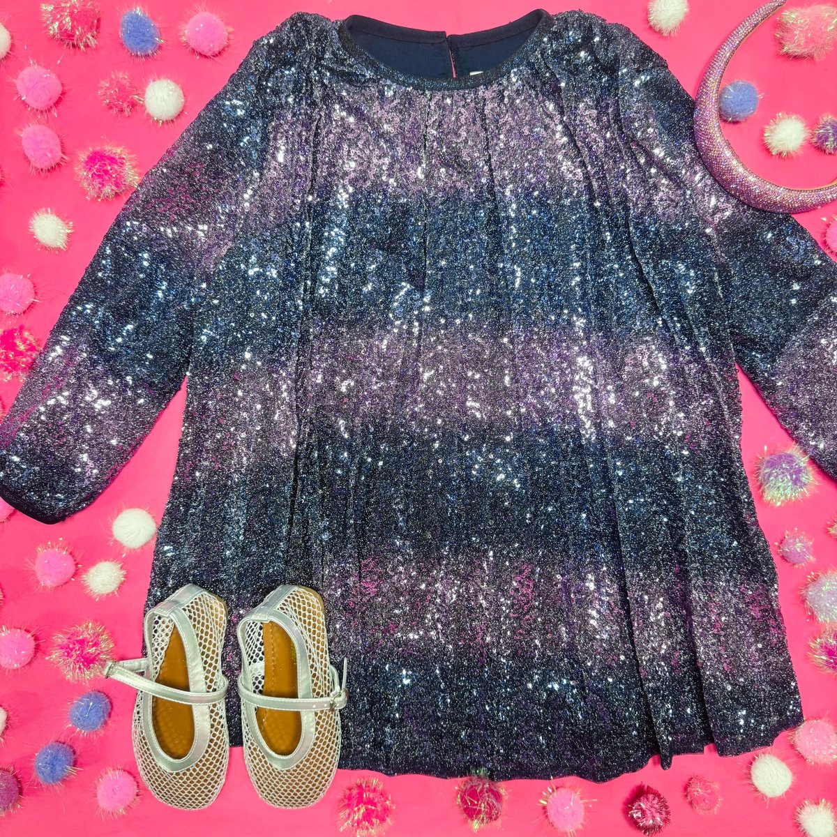 SEQUIN PLEATED DRESS - BILLIEBLUSH